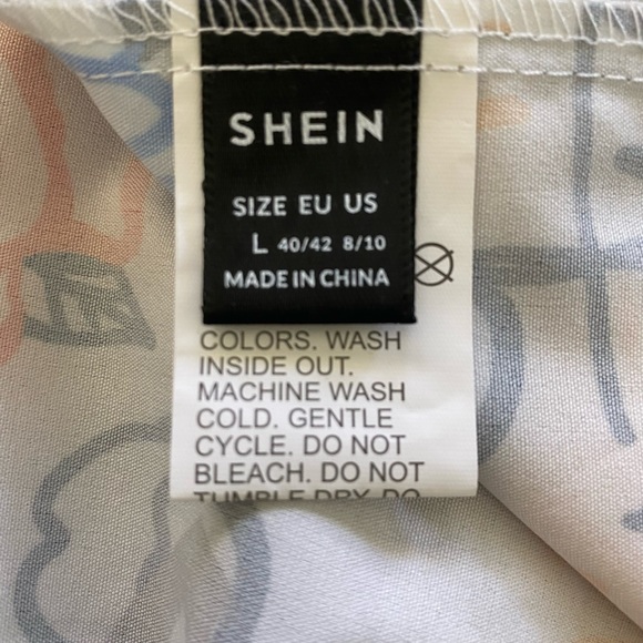 Shein Button Down Shirt Women’s Large(US 8/10) Multicolor Collared Abstract NWOT - Picture 2 of 6
